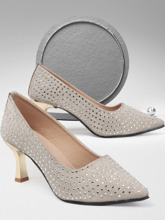Women’s Rhinestone Kitten Heel Pumps – Elegant Sparkle Party Shoes