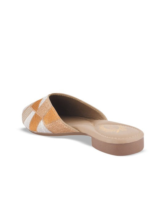 Women’s Patterned Mule Flats – Comfortable Slip-On Ethnic Casual Shoes