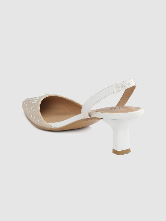 Women’s Pearl Embellished Slingback Flats – Elegant Pointed Toe Party Shoes