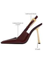Women’s Patent Leather Slingback Heels – Elegant Pointed Toe Party Pumps
